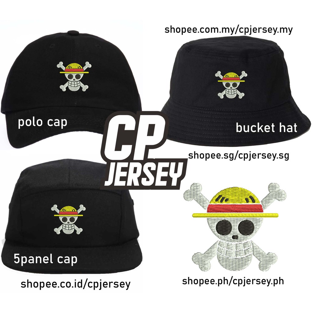 Topi Polo One Piece Anime Topi Jerami Bordir Snapback 5 Panel Baseball Cap Bucket Hat Five Panels