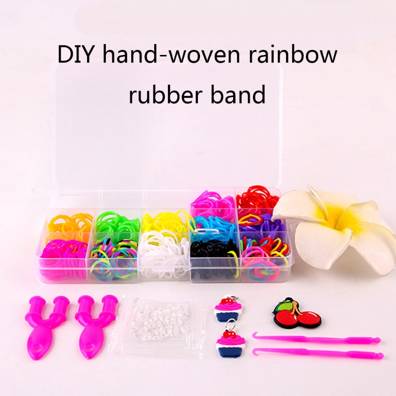 Mary 480Pcs/15kisi DIY Tenun Tangan Pelangi Karet Gelang Anak-Anak Loom Hadiah