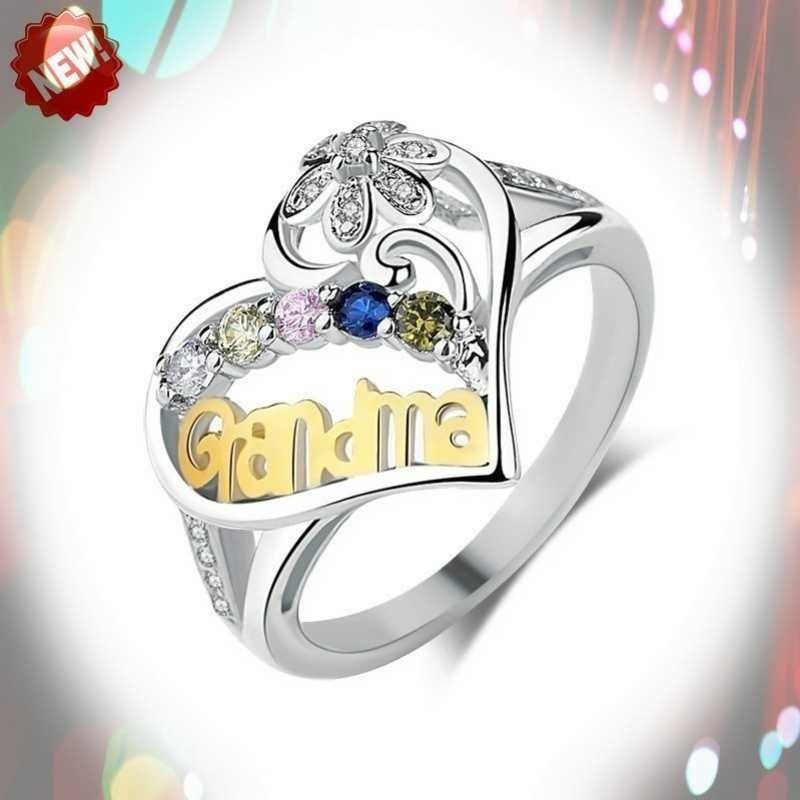 Cincin Berlian 925 Silver Bentuk Hati Ukuran 6-10 Untuk Hadiah Hari Ibu Dan Nenek