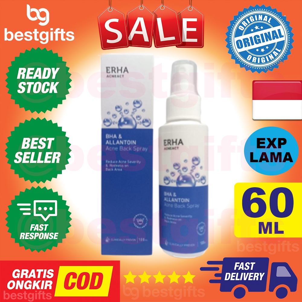 ERHA ACNEACT BHA ALLANTOIN ACNE BACK SPRAY MENGOBATI PUNGGUNG JERAWAT ANTI BAKTERI PERADANGAN BERJERAWAT 60 ML