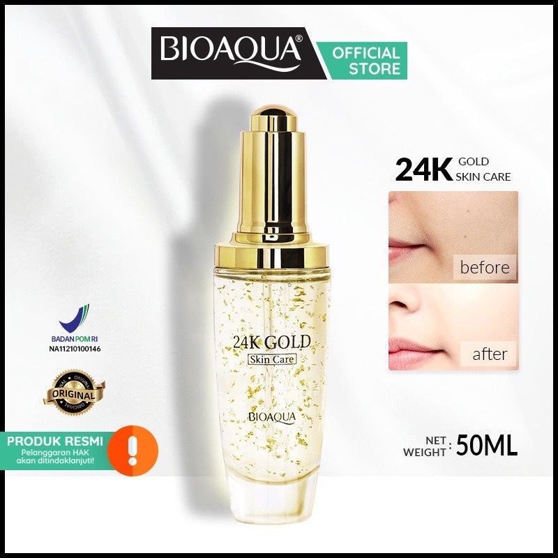 BIOAQUA 24K GOLD SKIN CARE 50ML FACE SERUM BPOM SERUM WAJAH SERUM GOLD BIOAQUA 24K 50ML REAL GOLD LUXURY EFFECT