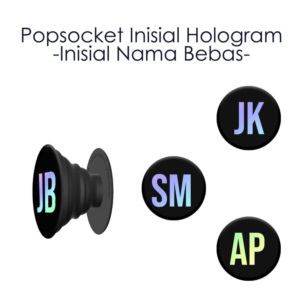 [POPSOCKET] inisial nama bebas laser hologram import