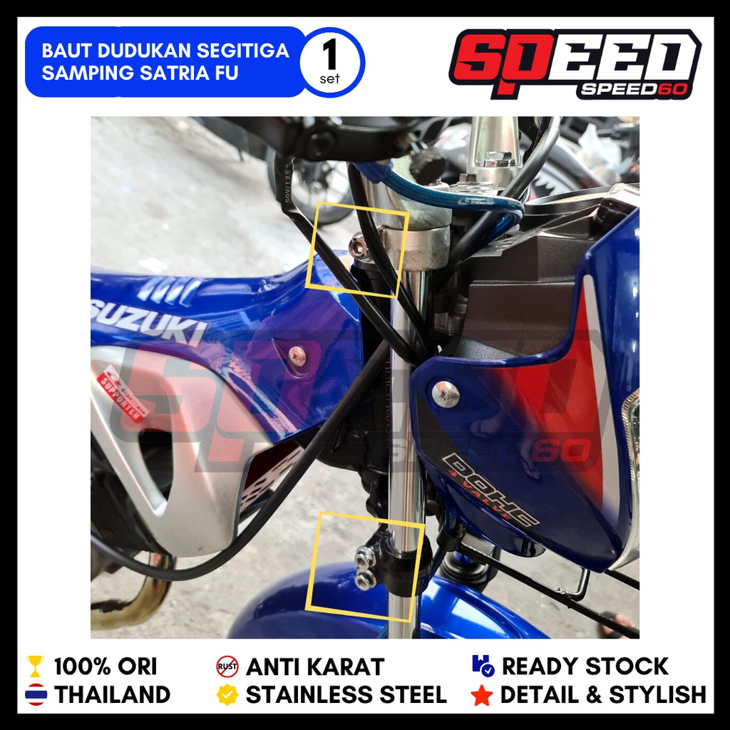 Baut Segitiga Satria FU Kiri Kanan Probolt Stainless King Nut Thailand