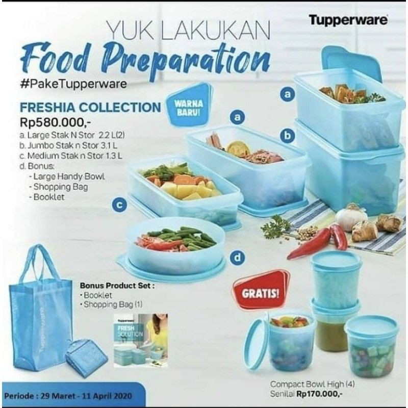 

Tuperware 9pcs Freshia Collection Set Free Bag Toples