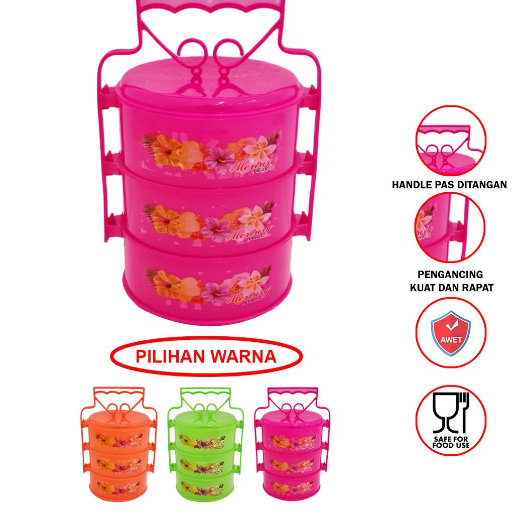 Mulya Jaya Rantang Susun Plastik Rantang Hajat 3 Tingkat Mercury