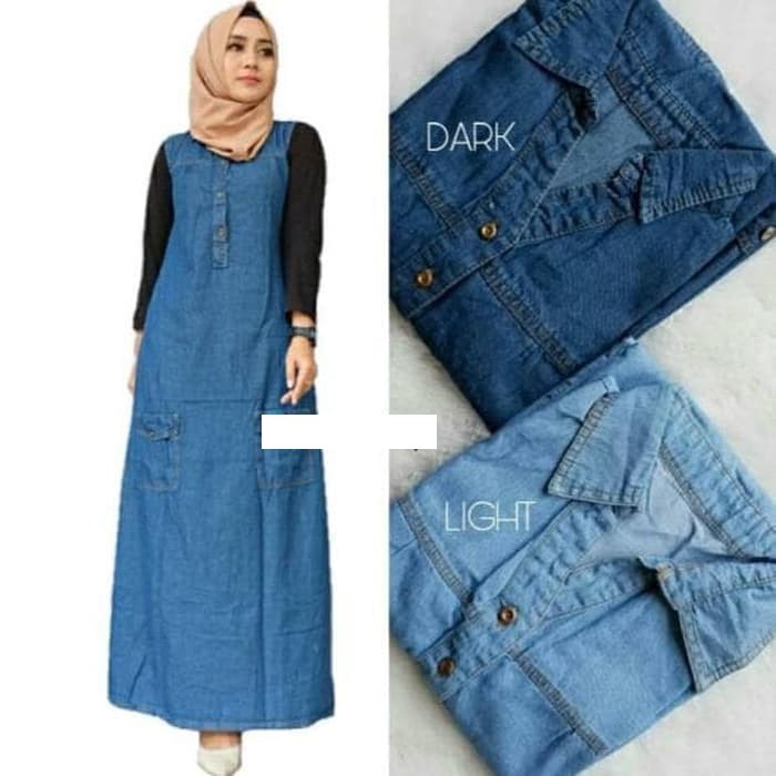 Gamis Evika Jeans - Baju Jeans Gamis - Cocok bagi Ibu Menyusui