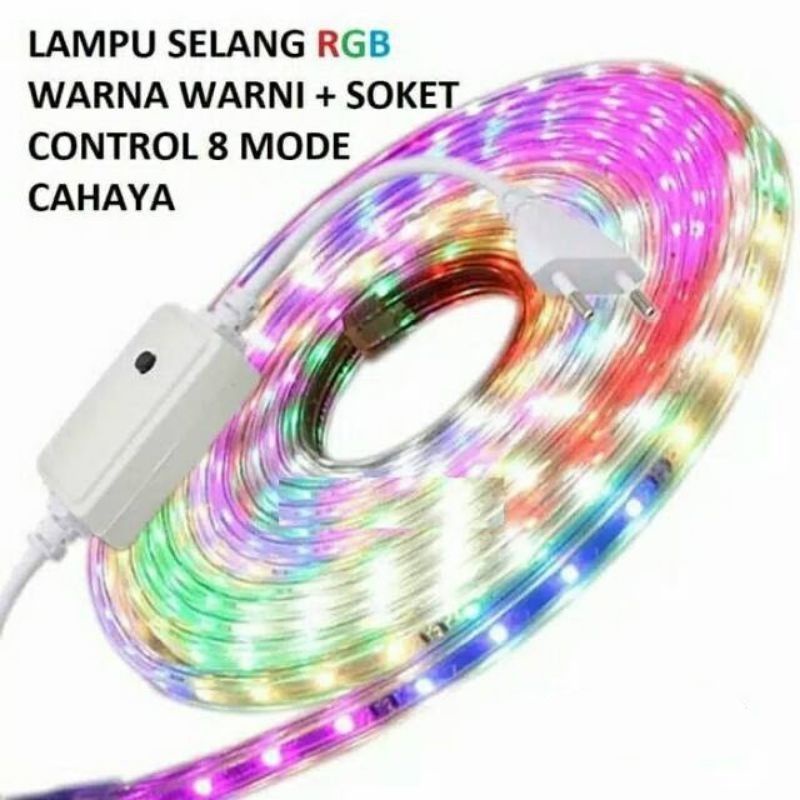 LAMPU LED STRIP SELANG WARNA WARNI  3528 2835 220V + ADAPTOR 9M METER OUTDOOR RGB LAMPU TIKTOK