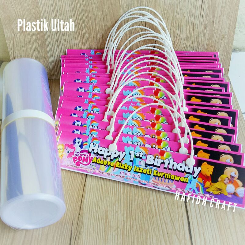 

plastik snack ultah label dan hangtag