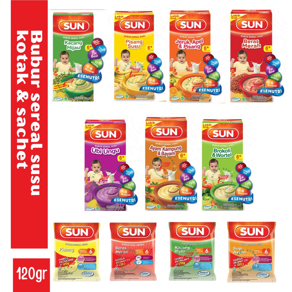 SUN Bubur Susu Sereal Kotak Dan Sachet 120 Gram/7 varian