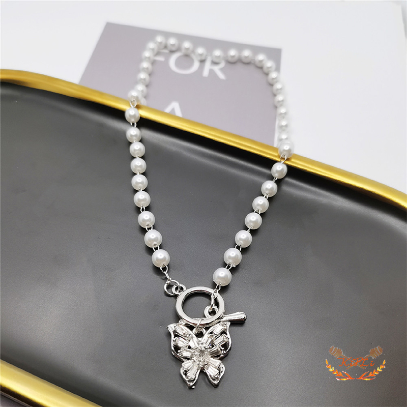 (KIFIL)Kalung Kupu-kupu Mutiara Dongdaemun Korea Selatan Baru Kalung Super Peri Temperamen Semua Pertandingan