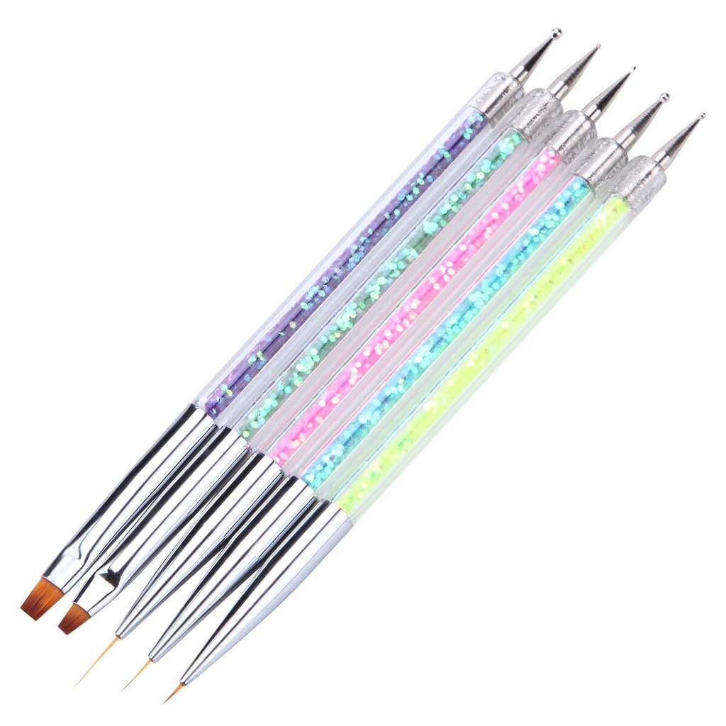 High Quality 2in1 Dotting Brush Rainbow Nail Art (5pcs/set)