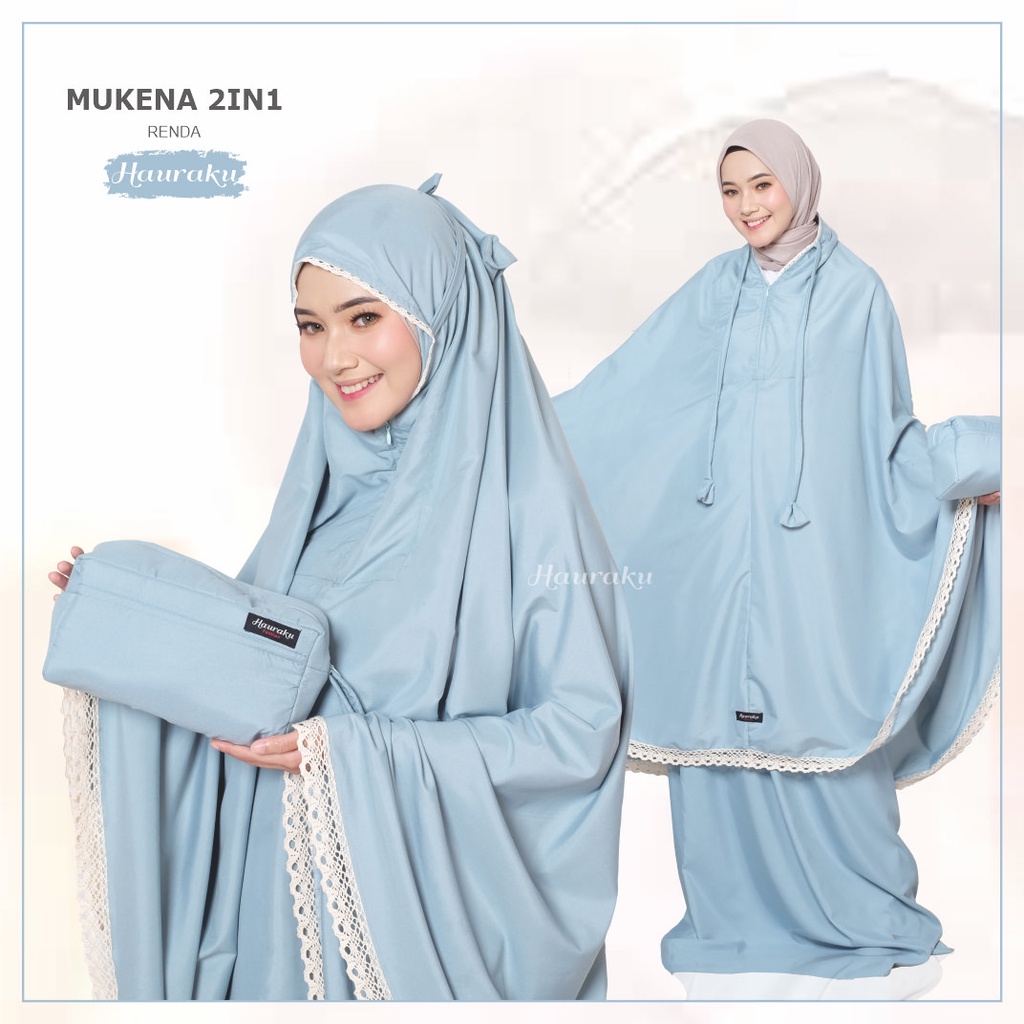 Mukena Traveling 2 in 1 Dewasa Pouch Ponco Katun Premium