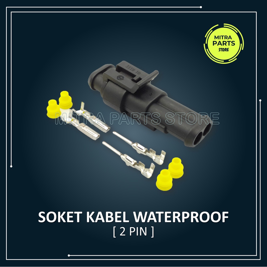 Soket Kabel Motor 2 Pin KECIL WATERPROOF isi 5 SET lengkap dengan Skun dan Karet Anti Air