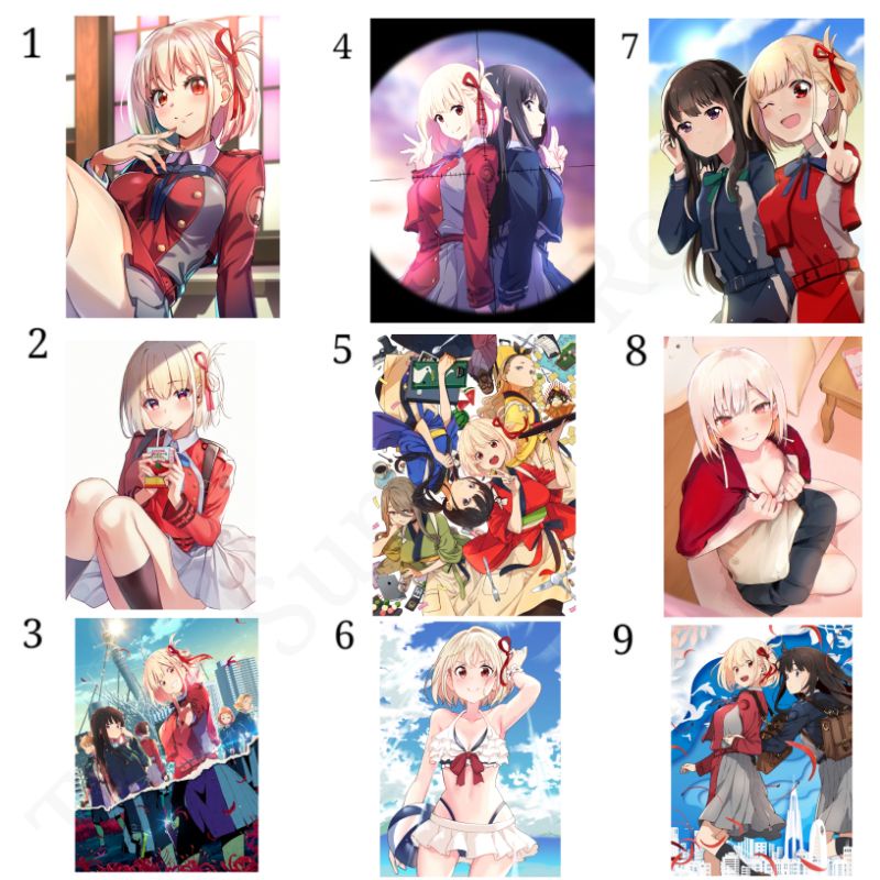 Poster Lycoris Recoil Anime Figure Girl Chisato Sexy Paper Takina Cewe