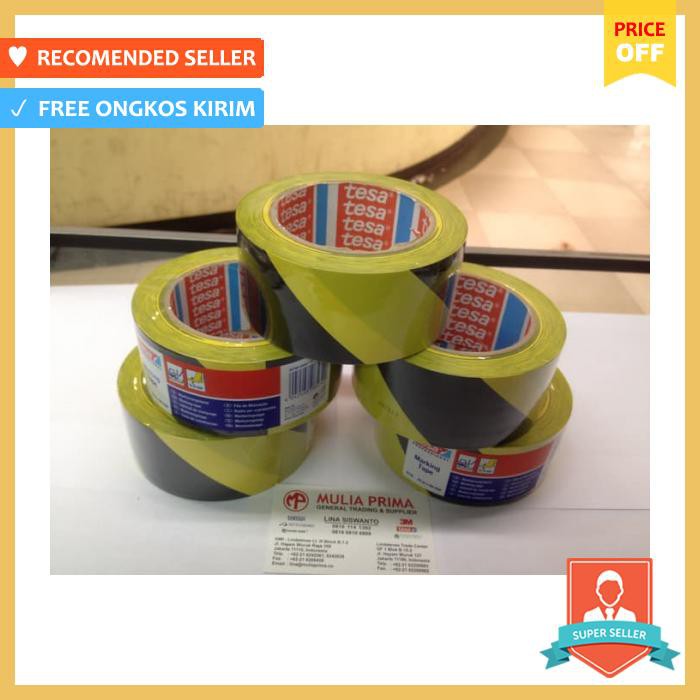 

Selotip & Double Tape - Floor Marking Tesa Yellow Black 2 Inch - Pengikat & Perekat