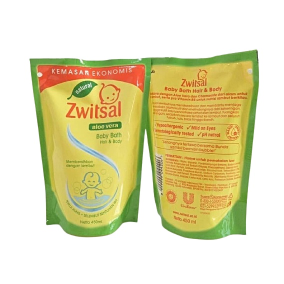 Zwitsal Baby Bath Hair And Body Sabun Mandi Shampo Bayi Natural Aloe Vera 450Ml