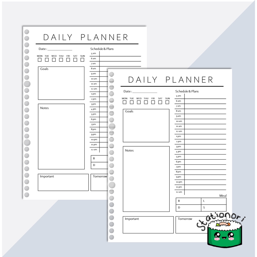 

Daily Planner Black & White by Stationori (Isi Binder Planner B5 & A5)