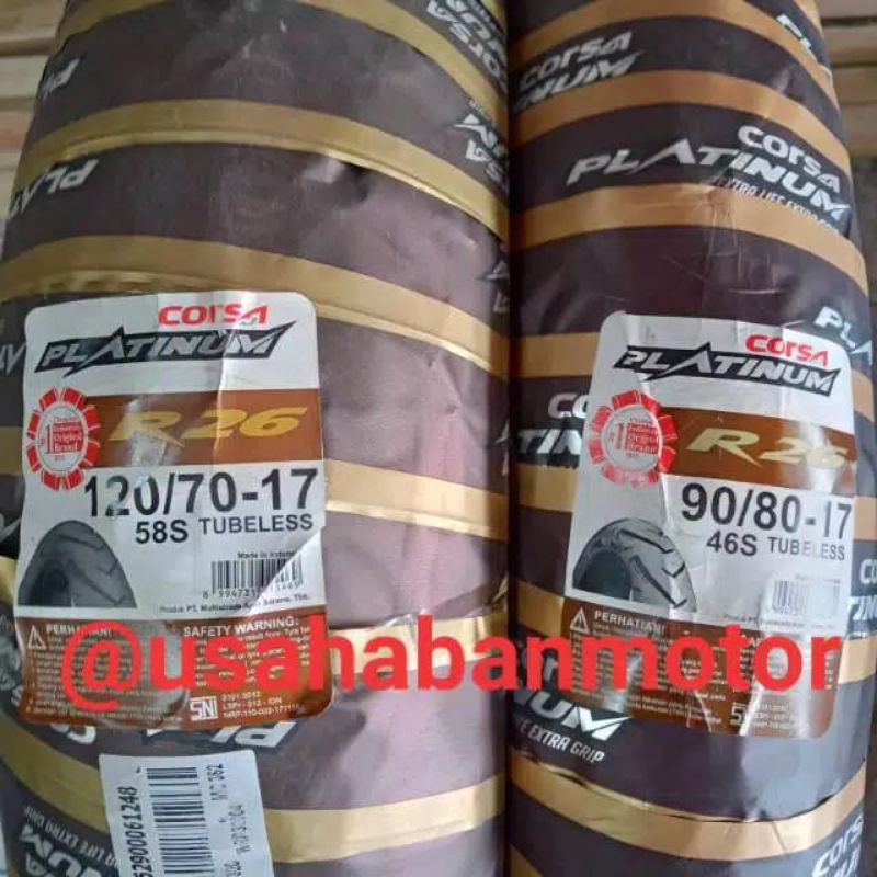 Sepaket Ban Corsa Platinum R26 90 80 & 120 70 Ring 17 Tubeless