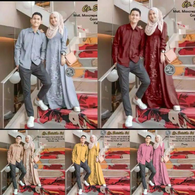 COUPLE GAMIS ESTETIKA ALMIRA 3D DRESS MUSLIM couple gamis party ori best seller