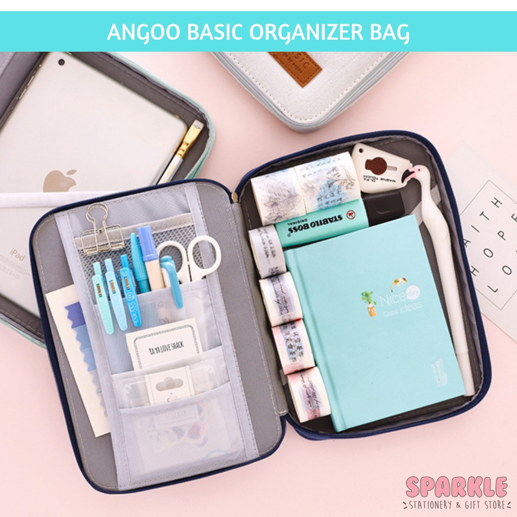 BAG ORGANIZER MULTIFUNGSI ANGOO TRAVEL BAG TEMPAT PENSIL BAHAN KANVAS