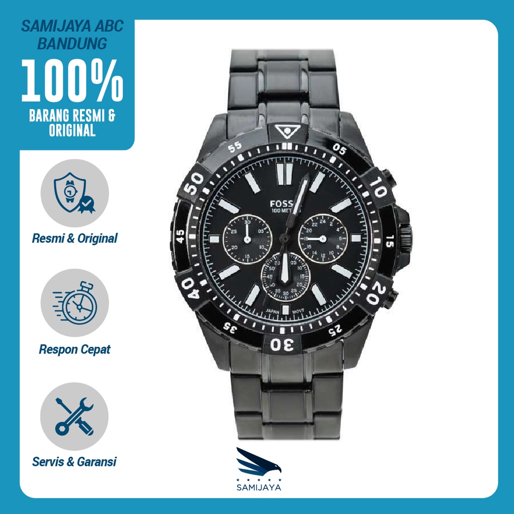 Jam Tangan Pria Fossil FS 5773 Garrett Chronograph Hitam Ori Resmi