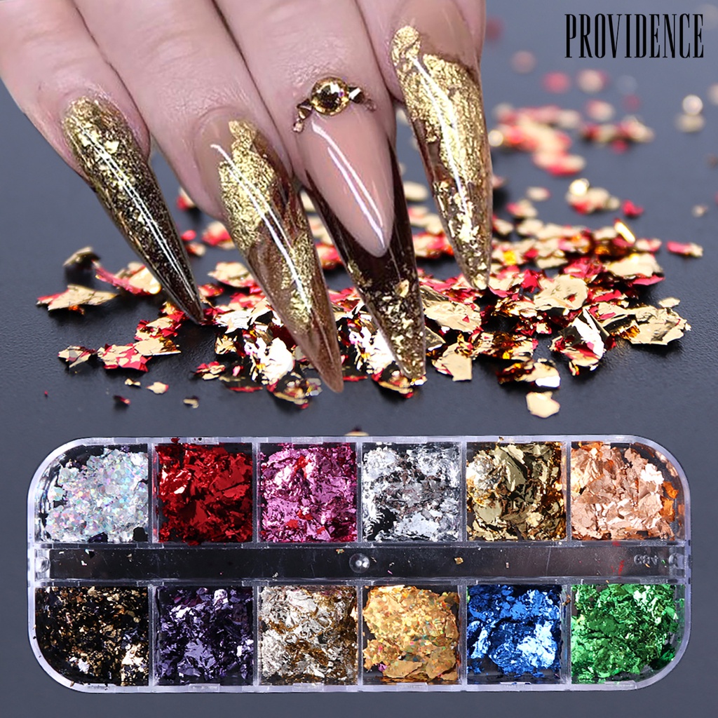 Providence 1 Box Ultra Thin Metallic Nail Foil Bright Color Irregular Crafts Making Gold Foil Flakes Makeup Accessories