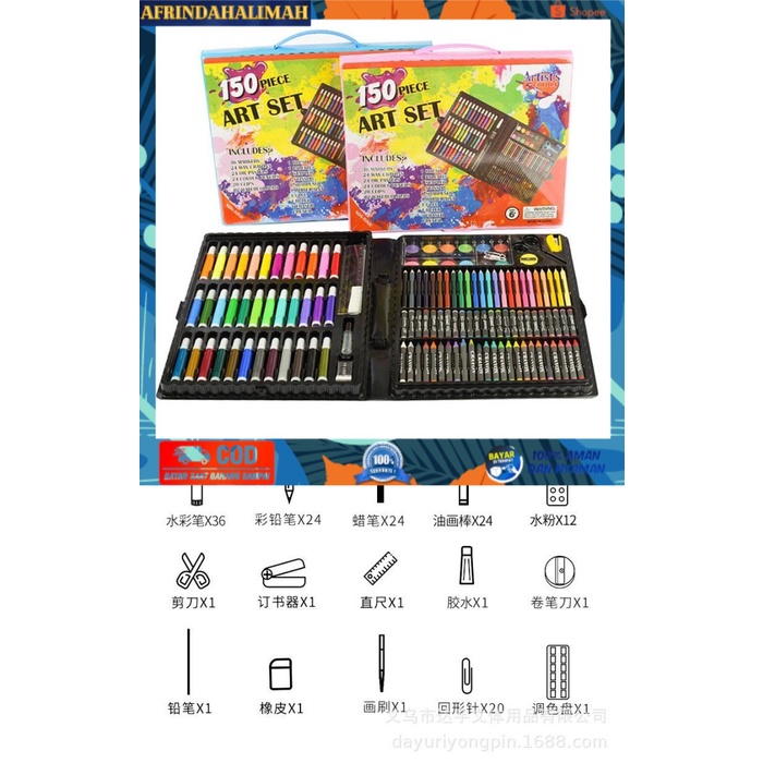 

[TERBARU] Pensil Warna Alat Lukis 150 Pcs Crayon Set Anak - 150 Biru