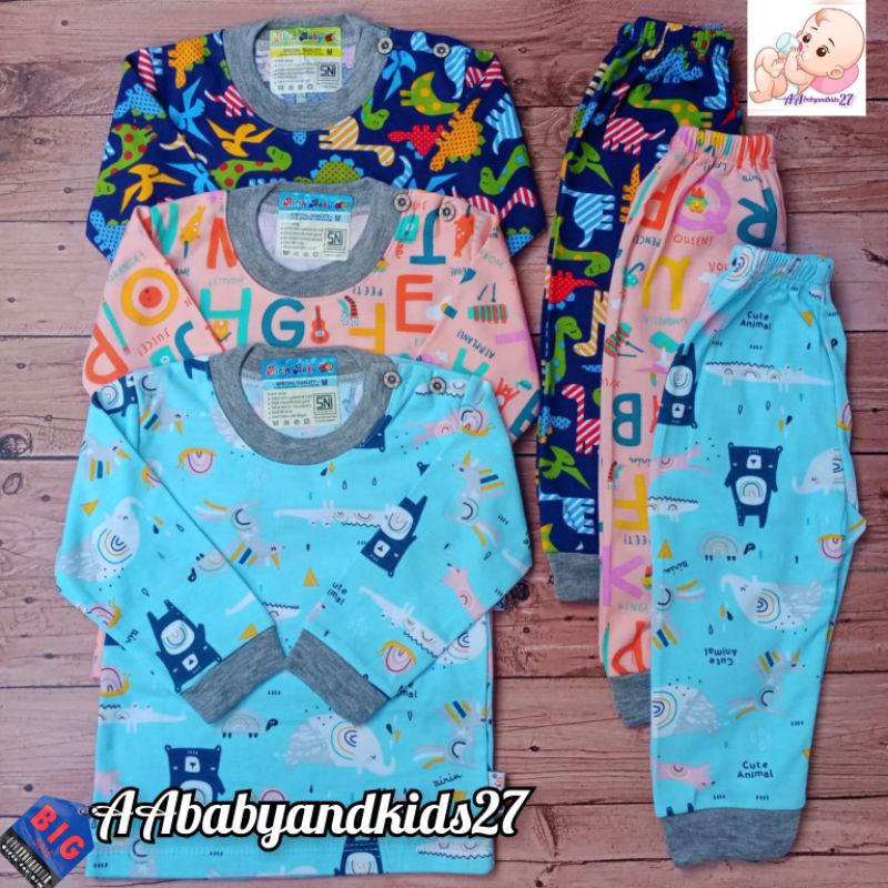 PRODUK TERBARU!!!3Pasang Setelan Airin Kancing Bahu Lengan Panjang Celana Panjang Ukuran NB S M L XL