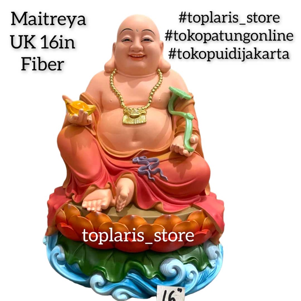 Patung Buddha Maitreya Fiber 16in 022