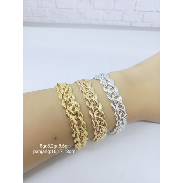 GELANG RANTAI KEPANG BESAR&amp;KECIL+ UKIR BLINK / GELANG PERAK ASLI SILVER 925 LAPIS EMAS/ GELANG FASHION WANITA TERBARU