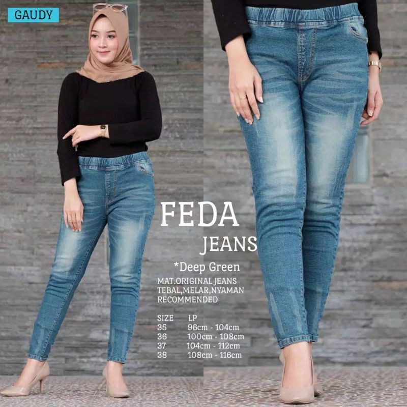 SIZE JUMBO!!!LIMITE AND RECOMMENDED JEANS!! FEDA JEANS VARIASI SOBEK DAN BARET YANG KEKINIAN