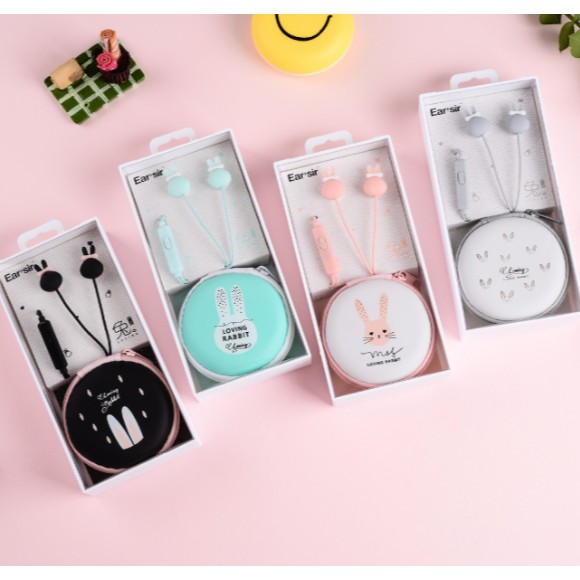 [E-76] Headset Earphone Motif Kelinci LOVING RABBIT / Wadah Headset Motif Hewan Kelinci LOVING