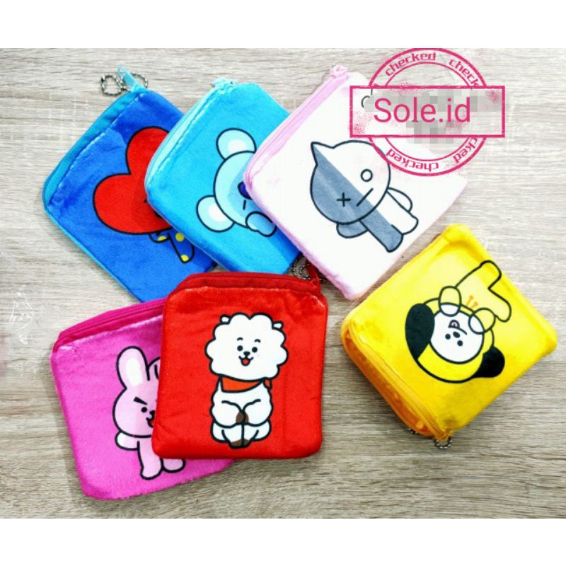 DOMPET KAIN KOIN BELUDRU KOTAK BT21 BTS ARMY/DOMPET KOIN WANITA