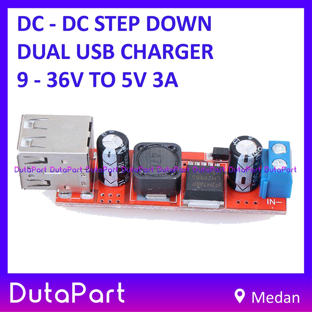 DC-DC Step Down DUAL USB Charger 9-36V To 5V 3A Module Converter DC