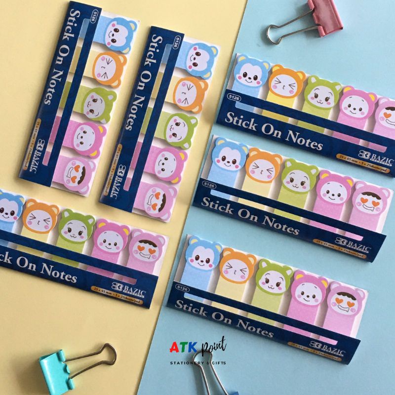 

ATK-POINT | BAZIC Stick on notes 5126 karakter 25 sheets 25x45mm pembatas buku warna warni