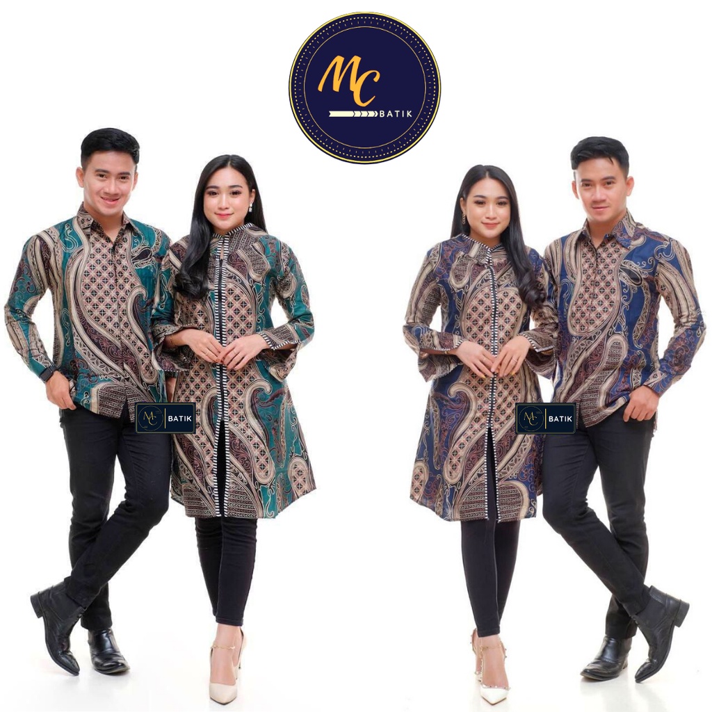 MCbatik | Batik Couple | Batik Couple Tunik Zipper Depan Kemeja Lengan Panjang