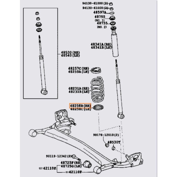 48258-0D040 Insulator Rear Coil Spring Lower Karet tatatkan Per Keong Roda Belakang Bagian Bawah Vio