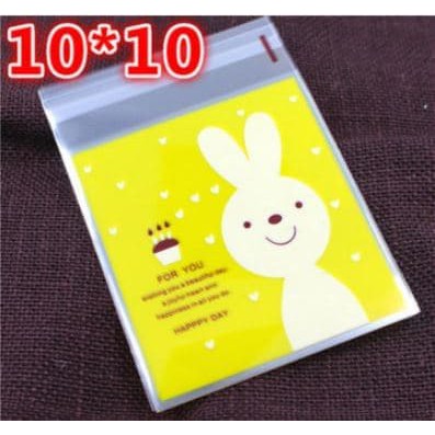 

CVCV183 PLASTIK COOKIES - KUE - PERMEN - ROTI 10X10CM RABBIT YELLOW