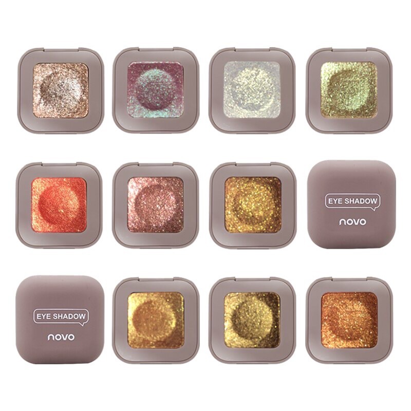 NOVO Eye Makeup Single Color Shimmer Eyeshadow Shine Glitter Eye Shadow ORIGINAL Make up Pallette Waterproof