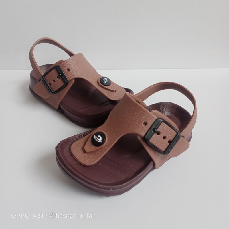 Sandal jepit tali resmi anak laki-laki dan perempuan gesper tali blakang dulux 213E-1 [3c]