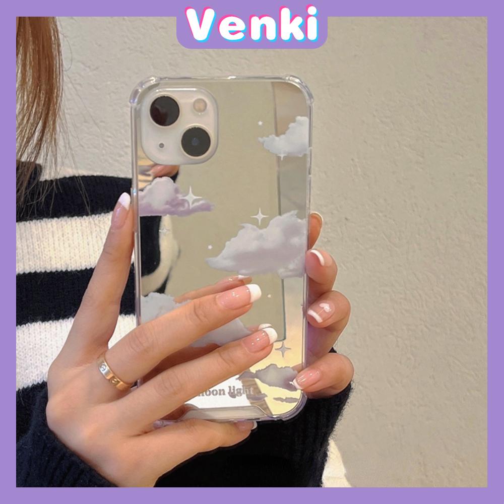 iPhone Case Acrylic Reflective Mirror Airbag Shockproof Protection Camera Clouds Stars Compatible with iPhone 11 iPhone 13 Pro Max iPhone 12 Pro Max iPhone 7 Plus iPhone xr