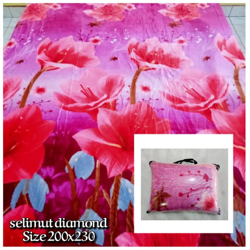 Selimut Bulu Tebal Motif Bunga | Selimut Ukuran 200x230