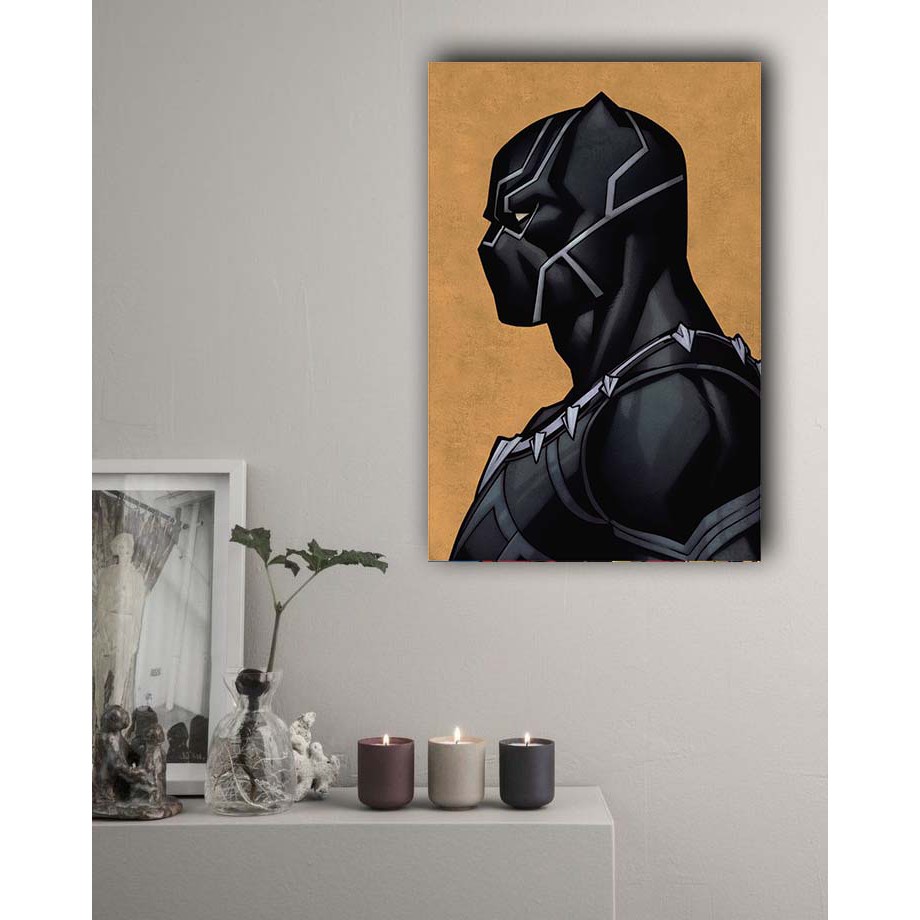 Hiasan Dinding Keren Animasi Black Panther Dekorasi Kamar Pria Poster Kayu Marvel