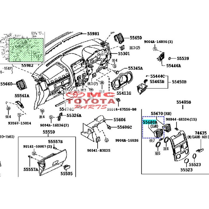 Grille Grill Kisi-Kisi AC Depan Tengah Kiri Rush Terios 55680-BZ030-B0