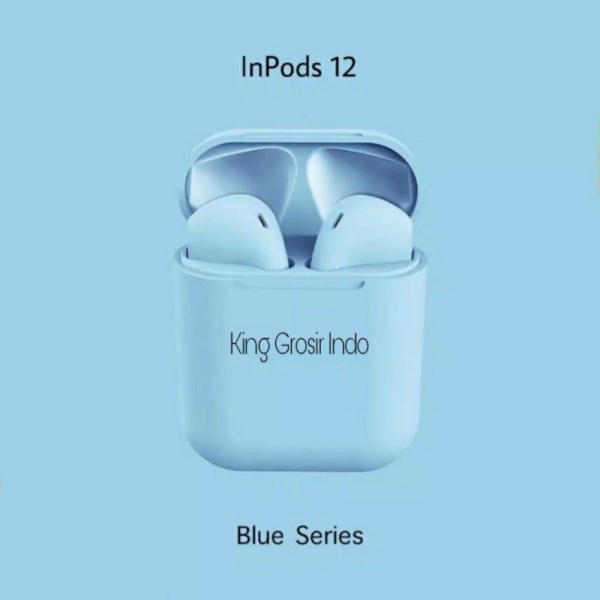 - Bluetooth Wireless Biru i12 Berkualitas Muda Inpods Macaron 12 Inpods Warna Headset Macaron Dijual