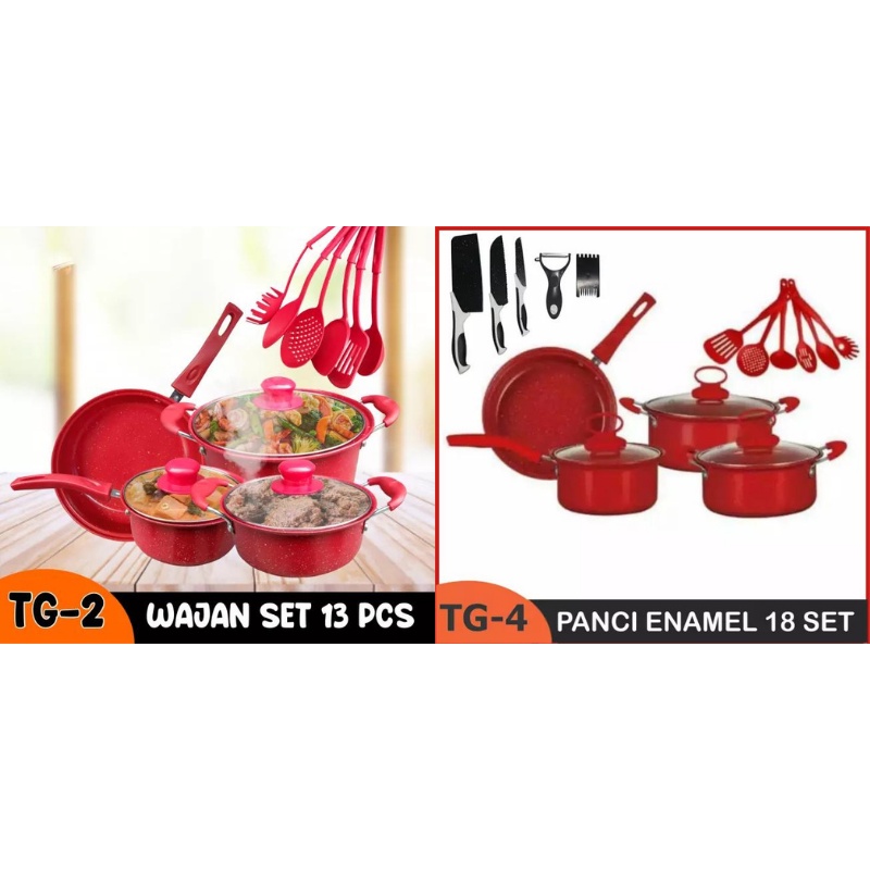 PROMO Panci teflon set lengkap teflon Warna Cookware Frypan Saucepan Free Spatula 6Pcs ibu-ibu wajib punya