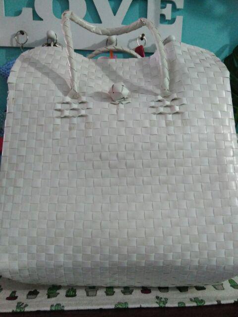 Tas Belanja  Anyaman Plastik Polos Hand Made