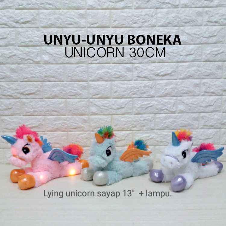 boneka unicorn led ada lampu 30cm kuda unicorn plush