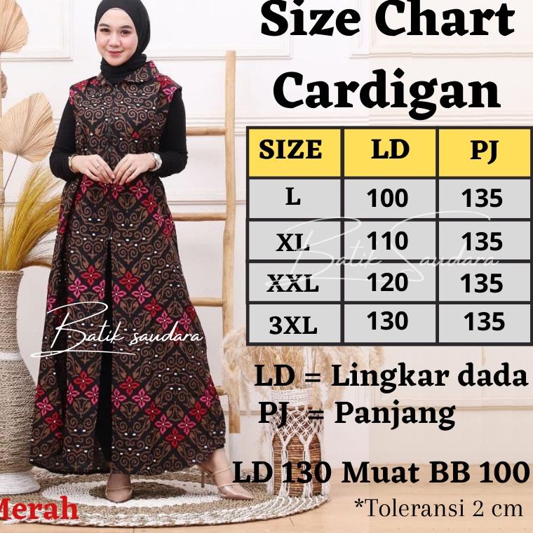 Cardigan Batik Saudara Outer Panjang Risleting DepanKardigan Batik Wanita Cardigan Jumbo Big Size Ov