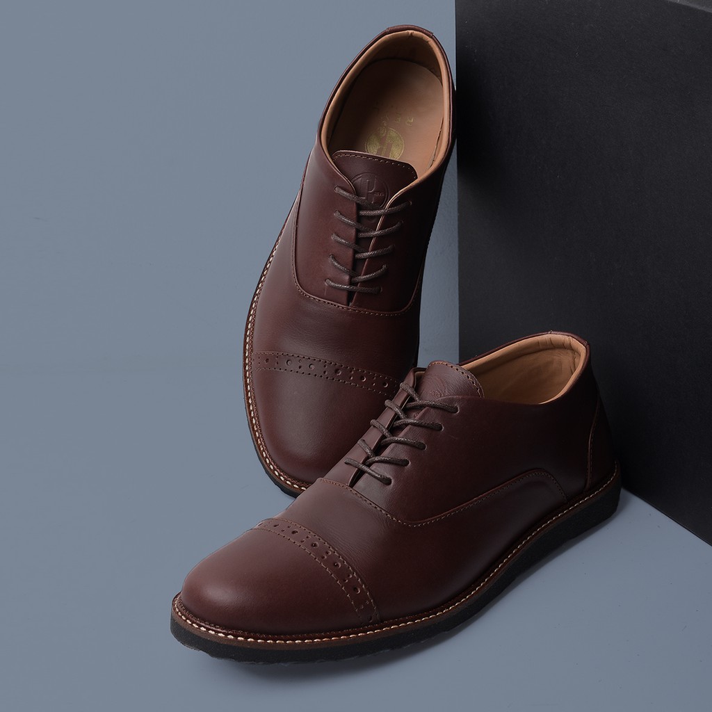 JAZZ 0.1 BROWN |FORIND x Reyl| Sepatu Kulit Vintage Klasik Pria Cowok Derby Formal Original Footwear